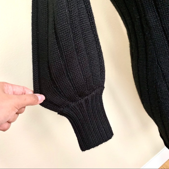 SOLD - BEBE Cowl Neck Bubble Sleeves Black DRESS - Picture 3 of 9